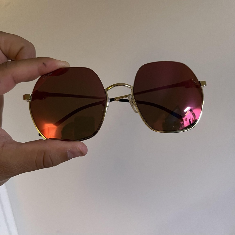 Cartier Sunglasses Mens Gold Brown Oversized Metal A02F44C6 Made In France - Picture 10 of 11